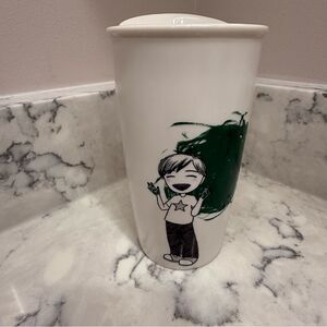 Starbucks Dot Collect Green Finger Paint anime Boy Ceramic Travel Tumbler 2015